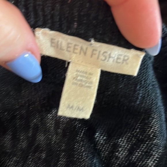 Eileen Fisher Slub Cardigan System Organic Linen Cotton Size Medium Black - Picture 6 of 9
